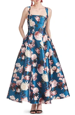 Sachin & Babi Audrey Floral A-Line Gown Teal Garden at Nordstrom,