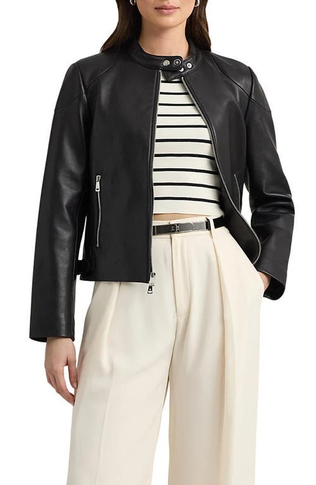 Lauren Ralph Scuba Leather Jacket Black at Nordstrom,