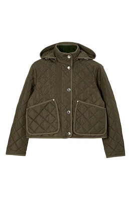 burberry Humbie Diamond Quilted Nylon Hooded Jacket Dark Military Khaki at Nordstrom,