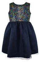 Popatu Kids' Sequin Bodice Tulle Dress Navy at Nordstrom,