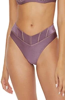 Becca Color Sheen High Leg Bikini Bottoms Fig at Nordstrom,