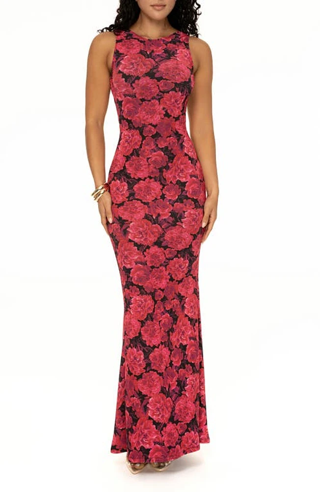 JLUXLABEL Front & Center Floral Knit Maxi Dress Pink at Nordstrom,