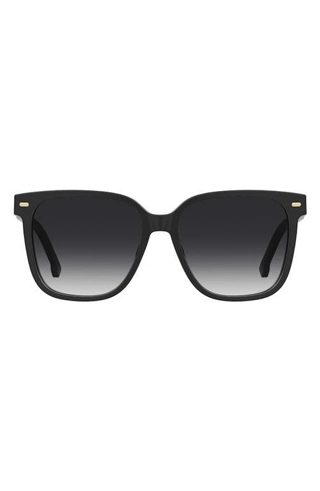 Carrera Eyewear 55mm Rectangular Sunglasses in Black/Grey Shaded at Nordstrom