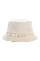 Isabel Marant Bergen Logo Fringe Denim Bucket Hat in Ecru at Nordstrom, Size 57 Eu