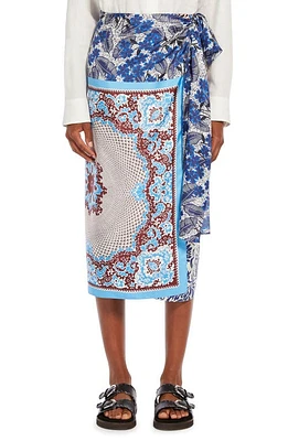 Weekend Max Mara Nuevo Floral Print Silk Wrap Skirt Cornflower Blue at Nordstrom,