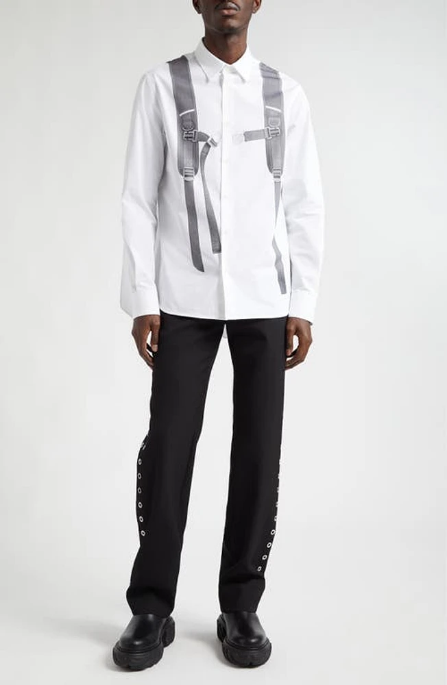 Off-White Trompe l'Oeil Backpack Button-Up Shirt White Black at Nordstrom,