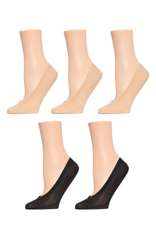 MeMoi Fine Edge Sock Liners - Pack of 5 in Nude-Black at Nordstrom