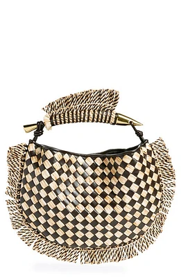 Bottega Veneta Small Sardine Intrecciato Fringe Leather & Raffia Top Handle Bag in Fondant/Natural at Nordstrom