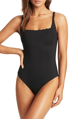 Sea Level Scalloped Square Neck One-Piece Swimsuit at Nordstrom, Us