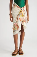Zimmermann Floral Raw Hem Cotton Sarong in Ivory Floral at Nordstrom