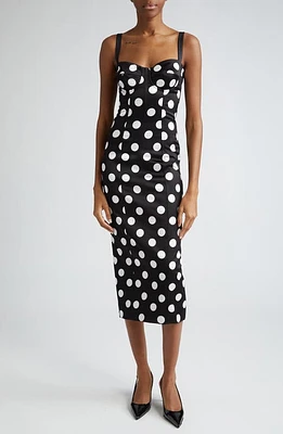 Dolce & Gabbana Polka Dot Ruched Satin Sheath Dress Hnl2Wpois Bco Fdo. nero at Nordstrom, Us