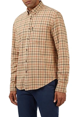 Ben Sherman Tattersall Check Button-Down Shirt in Fawn at Nordstrom, Size X-Large