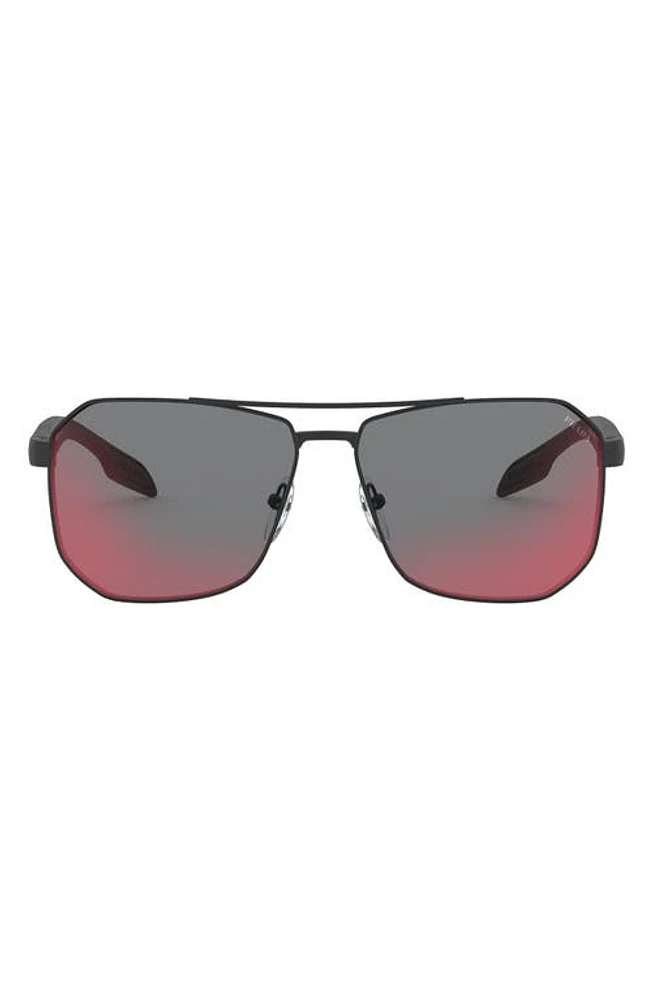 PRADA SPORT 62mm Oversize Pillow Sunglasses in Rubber Black at Nordstrom