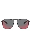 PRADA SPORT 62mm Oversize Pillow Sunglasses in Rubber Black at Nordstrom