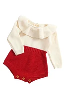 Ashmi & Co. Isabella Ruffle Collar Colorblock Knit Cotton Bodysuit at Nordstrom