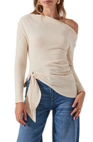 ASTR the Label One-Shoulder Tie Hem Knit Top Cream at Nordstrom,