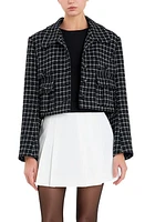 English Factory Windowpane Check Tweed Crop Blazer at Nordstrom,