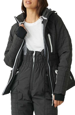 FP Movement by Free People All Prepped Quilted Waterproof Snow Jacket with Removable Hood in Black at Nordstrom, Size X-Small