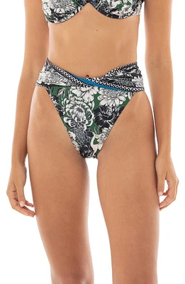 Agua Bendita Lily Wats High Waist Bikini Bottoms Green Multi at Nordstrom,