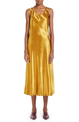 Max Mara Leisure Talete Sleeveless Satin Midi Dress in Ochre at Nordstrom, Size 10