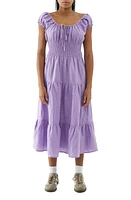 BDG Urban Outfitters Ella Smocked Linen & Cotton Dress in Lilac at Nordstrom, Size Small