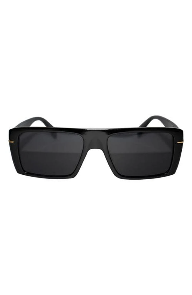 Fifth & Ninth Atlas 54mm Polarized Rectangular Sunglasses in Black/Black at Nordstrom