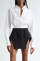 MUGLER Sheer Sleeve Bodysuit White /White at Nordstrom, Us