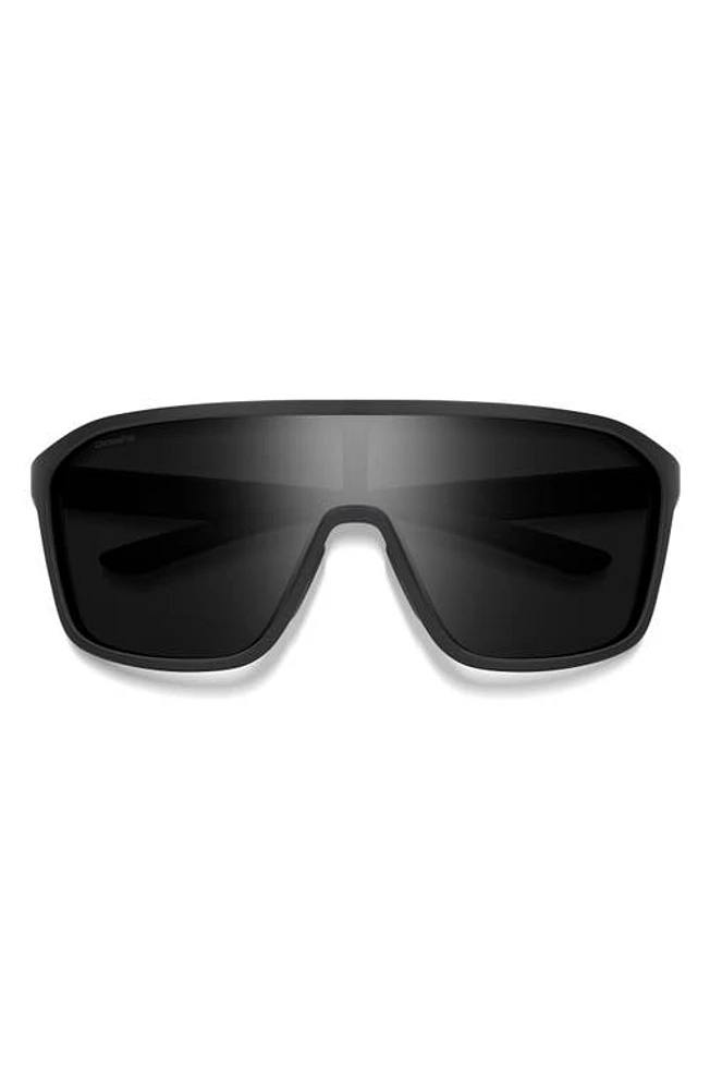 Smith Boomtown 135mm ChromaPop Polarized Shield Sunglasses in Matte Black /Black at Nordstrom