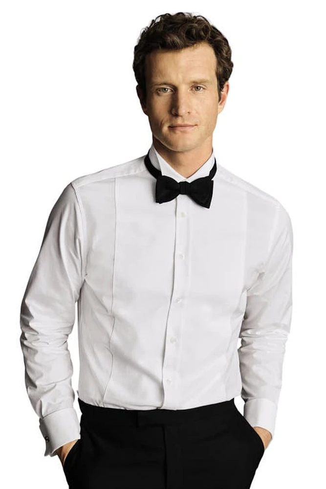 Charles Tyrwhitt Bib Front Wing Collar Evening Slim Fit Shirt Double Cuff White at Nordstrom, 