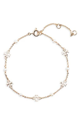 Tory Burch Kira Cultured Pearl Chain Bracelet in Tory Gold /Pearl at Nordstrom