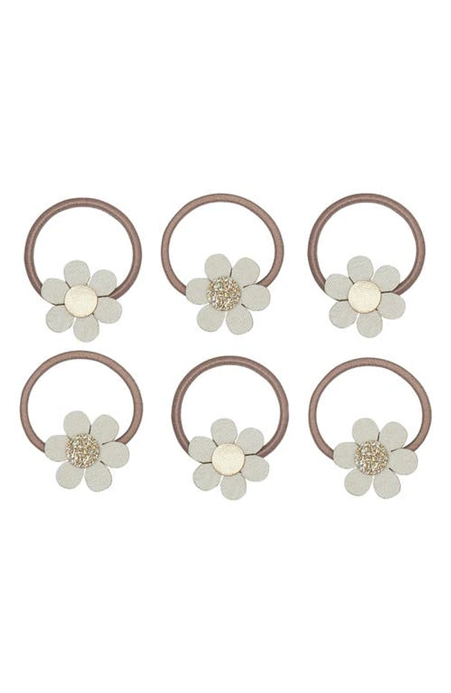 Mimi & Lula Kids' Daisy Assorted 6-Pack Mini Ponytail Holders in Light Beige at Nordstrom