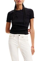 Desigual Ribbed Patchwork T-Shirt Black at Nordstrom,