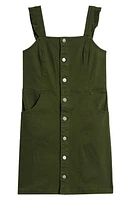 Love, Fire Kids' Ruffle Button Front Dress Olive at Nordstrom,