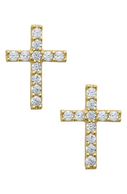 Mignonette 14K Gold & Cubic Zirconia Cross Stud Earrings at Nordstrom