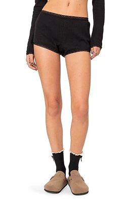 EDIKTED GRWM Waffle Microshorts Black at Nordstrom,