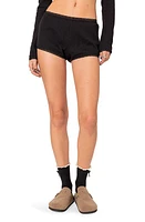 EDIKTED GRWM Waffle Microshorts Black at Nordstrom,