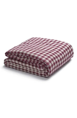 PIGLET IN BED Gingham Linen Duvet Cover in Berry at Nordstrom, Size Twin