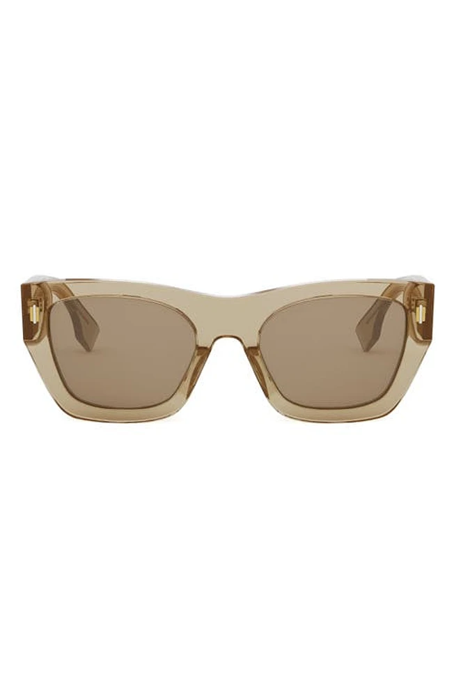 'Fendi Roma 63mm Rectangular Sunglasses in Shiny Beige /Brown at Nordstrom