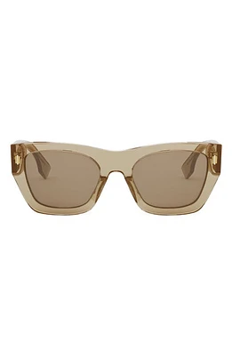 'Fendi Roma 63mm Rectangular Sunglasses in Shiny Beige /Brown at Nordstrom