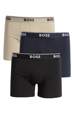 BOSS Assorted 3-Pack Power Stretch Cotton Boxer Briefs Black/Navy/Beige at Nordstrom,