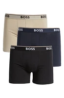 BOSS Assorted 3-Pack Power Stretch Cotton Boxer Briefs Black/Navy/Beige at Nordstrom,