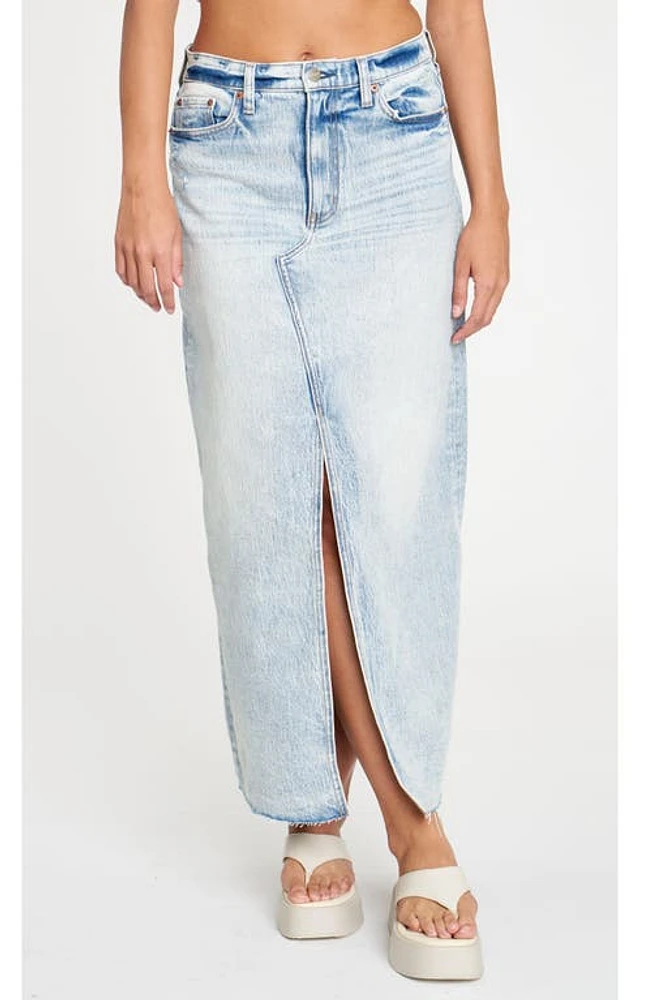 DAZE Girl Next Door Distressed Denim Maxi Skirt First Move at Nordstrom,