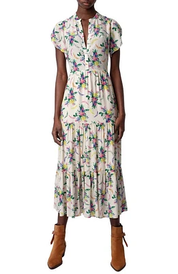 Zadig & Voltaire Razy Soft Bouquet Tulip Sleeve Dress Mastic at Nordstrom,