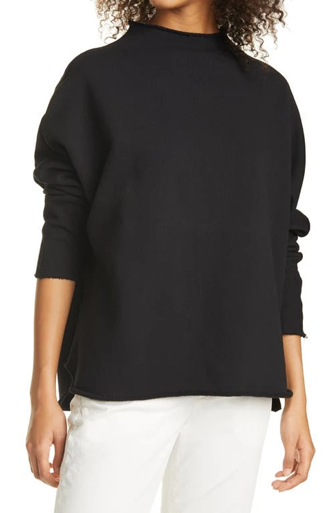 Frank & Eileen Effie Funnel Neck Capelet Sweatshirt Black at Nordstrom,