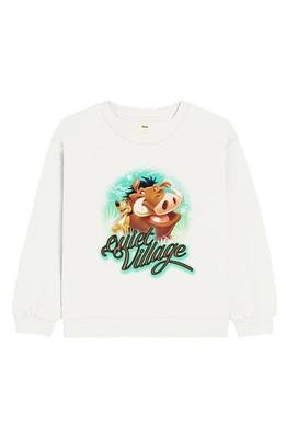 Museum of Peace & Quiet x Disney Kids' 'The Lion King' Village Airbrush Cotton Graphic Sweatshirt White at Nordstrom,