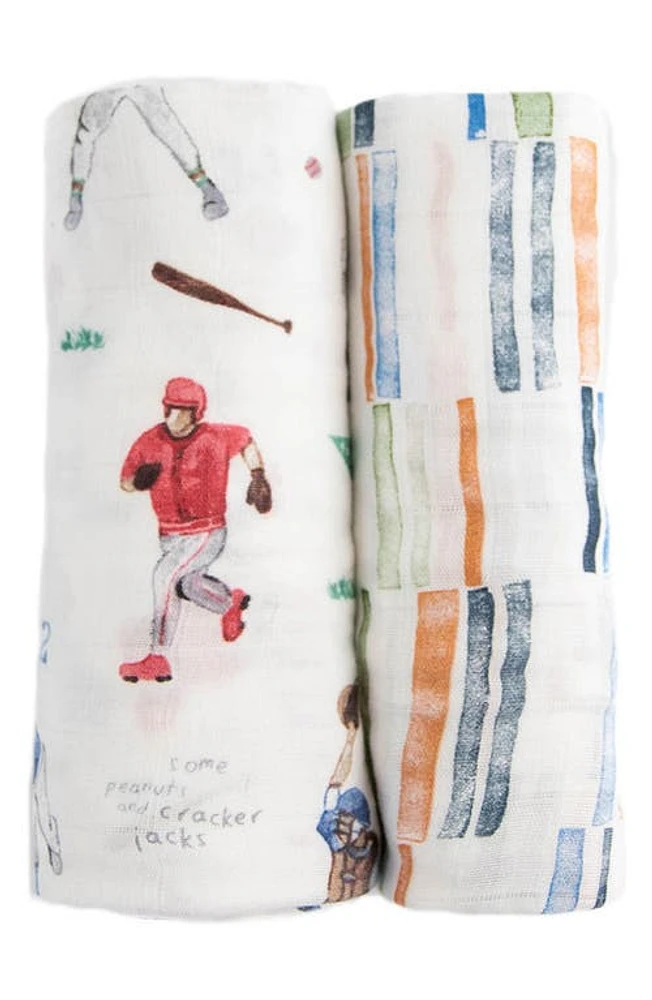 little unicorn 2-Pack Muslin Swaddle Blanket in Home Run at Nordstrom