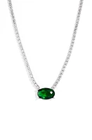 SHYMI Oval Pendant Tennis Necklace in Silver /Green at Nordstrom, Size 18