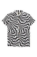 Boardies Kids' Hypnotic Print Button-Up Shirt Black White at Nordstrom,