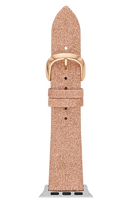 Kate Spade New York glitter leather 20mm Apple Watch watchband in Rose Gold at Nordstrom