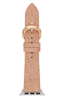 Kate Spade New York glitter leather 20mm Apple Watch watchband in Rose Gold at Nordstrom